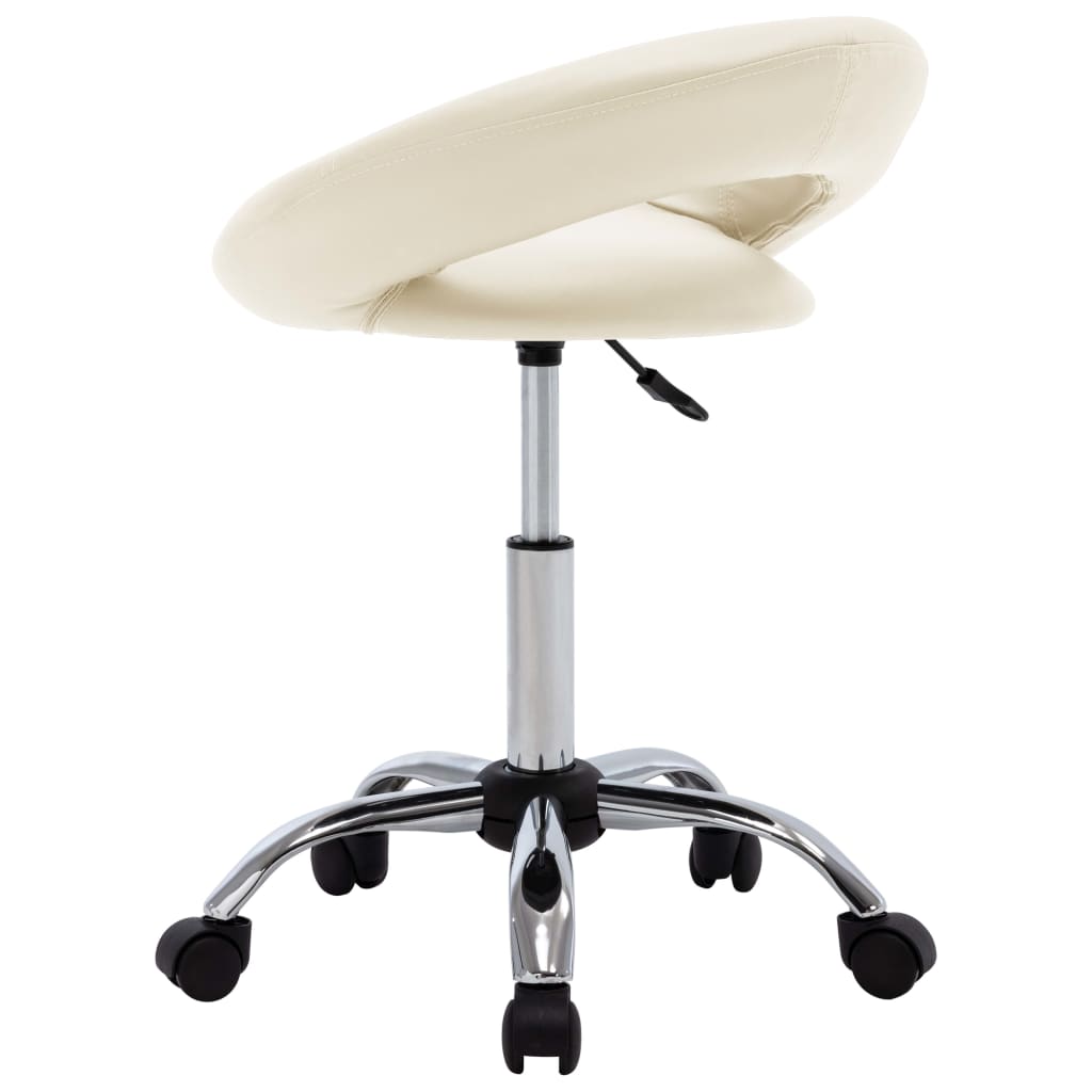 Vidaxl Swivel Dining Chair, Cream, Faux Leather Upholstered