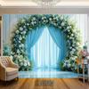 2D Light Blue Wedding Backdrop Floral Arch Ceremony Photography Background
