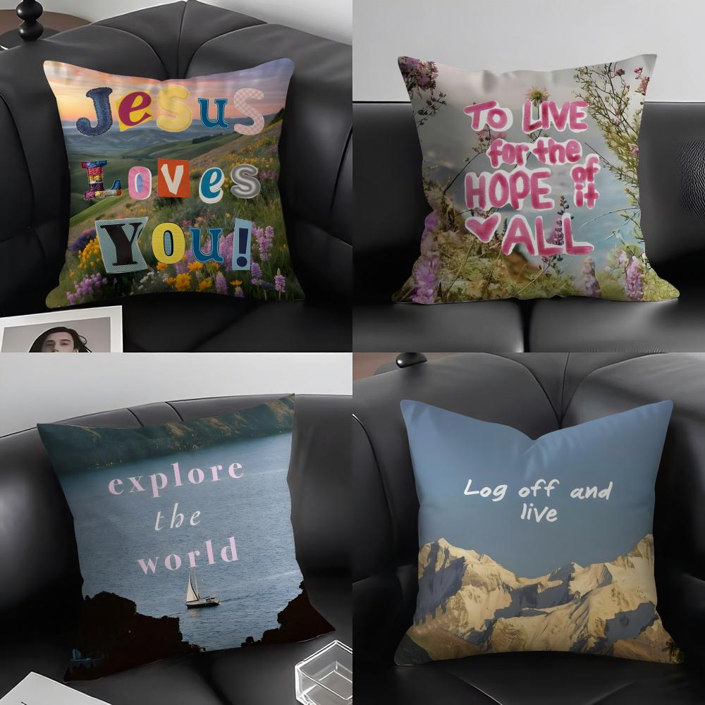 Positive Words Ins Cushion Cover Pillowcase Ultra Soft Skin Friendly Fabric Cloud Like Comfort & Concealed Zipper
