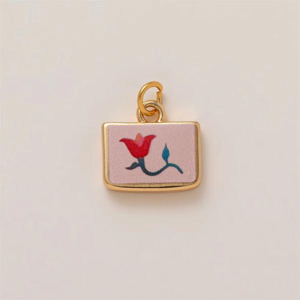 Flower Series Necklace Pendant Colorful Hand-Drawn Necklace Making Connector  Charms Making