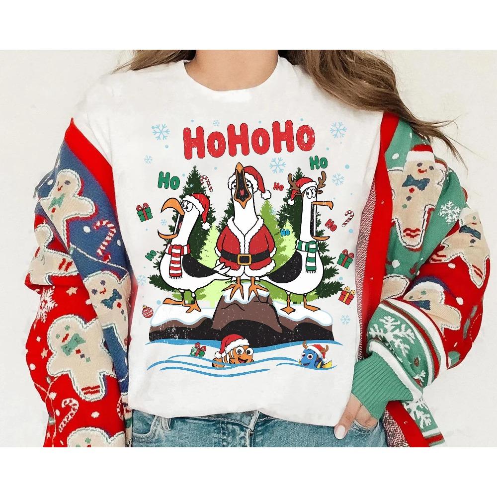 

Pixar Finding Nemo Seagulls Funny Ho Ho Ho Christmas The Seas with Nemo Friend EPCOT World Tour Christmas Sweater Soft 4XL