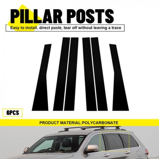 6pcs Gloss Black Pillar Posts Decal Trims Set For 2011- Jeep Grand Cherokee