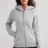 Lady Hoodie Jacket Plush-lined Solid Color Zipper Closure with Pockets Elastic Cuffs And Hem Long Sleeves Cardigan Casual Daily Coat