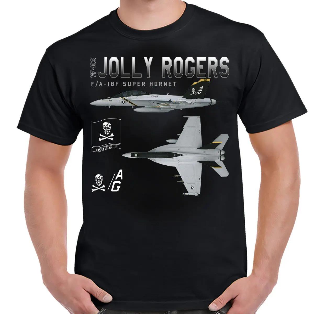 Naval VF-103  Jolly Roger  Fighter Squadron F/A-18F Super Hornet Schematic T-Shirt New 100% Cotton Short Sleeve O-Neck T-shir... S разноцветный