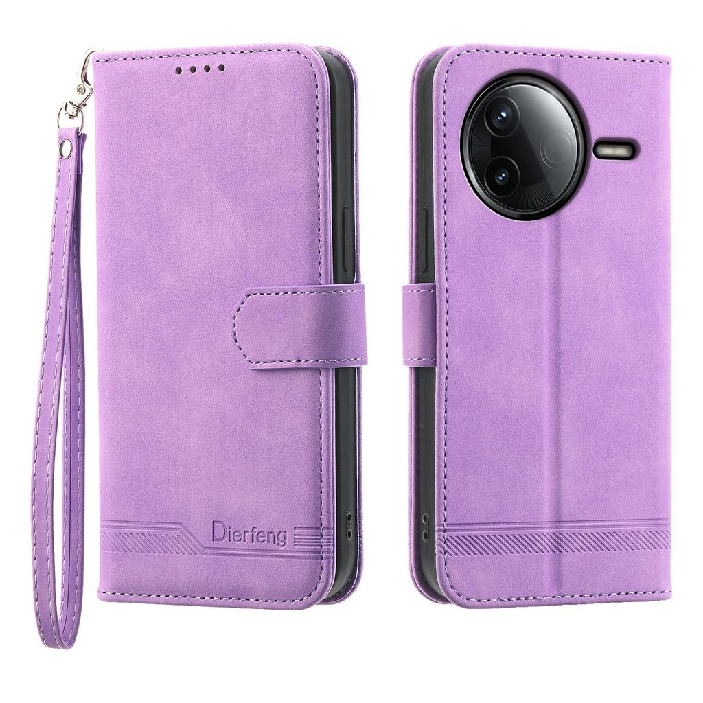 DIERFENG DF-03 For Xiaomi Redmi K80 5G/Poco F7 Pro 5G Case Lines Imprint Wallet Leather Phone Cover