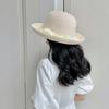 Small Fresh Bow Beige Curled Edge Small Straw Hat Women'S Summer Sunshade Sunscreen Vacation Beach Sun Hat Tide