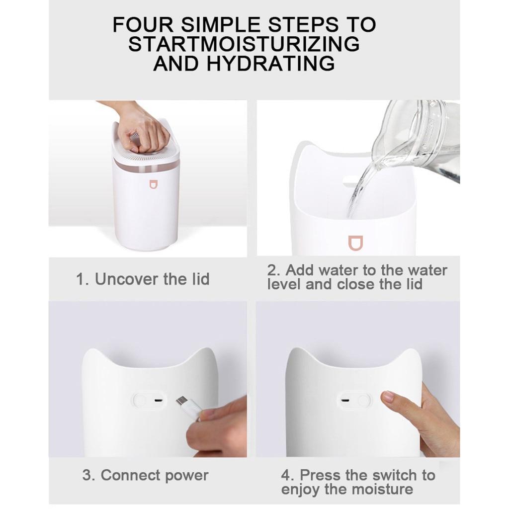 Humidificador de Aire Creativo para el Hogar Humidificador de Escritorio de Llenado Superior USB Gran Capacidad Doble Boquilla de Escritorio Doble Boquilla Doméstica Silencioso