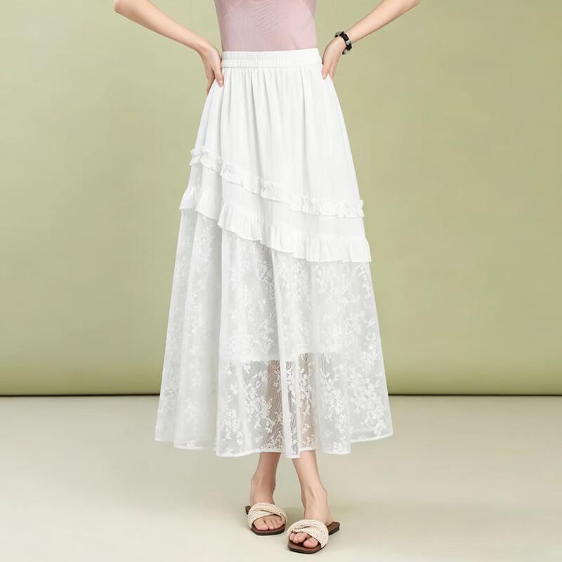 Bailuyu Women s A-Line Tulip Skirt with Inner Shorts L белый