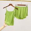 2 Teile/satz Camisole Shorts Set Rückenfreies Schlafen Gemütliche Chic Einfarbig Sling Top Shorts Nachthemd Homewear
