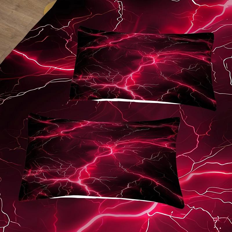 2/3pcs Lightning Pattern Print Bedding Set for Boys And Girls Bedroom Decor, Machine Washable. Lightning Magical Gifts