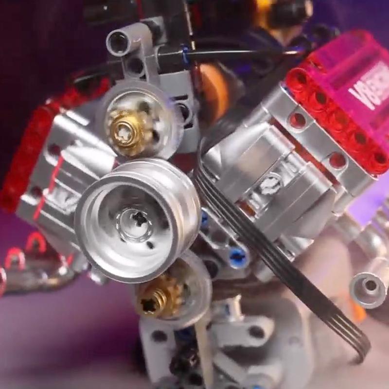 V8 Engine Motorized Simulation Brick Model Electrically Drive Building Blocks Technical Car Parts Creative Toys Gifts Kids Adult