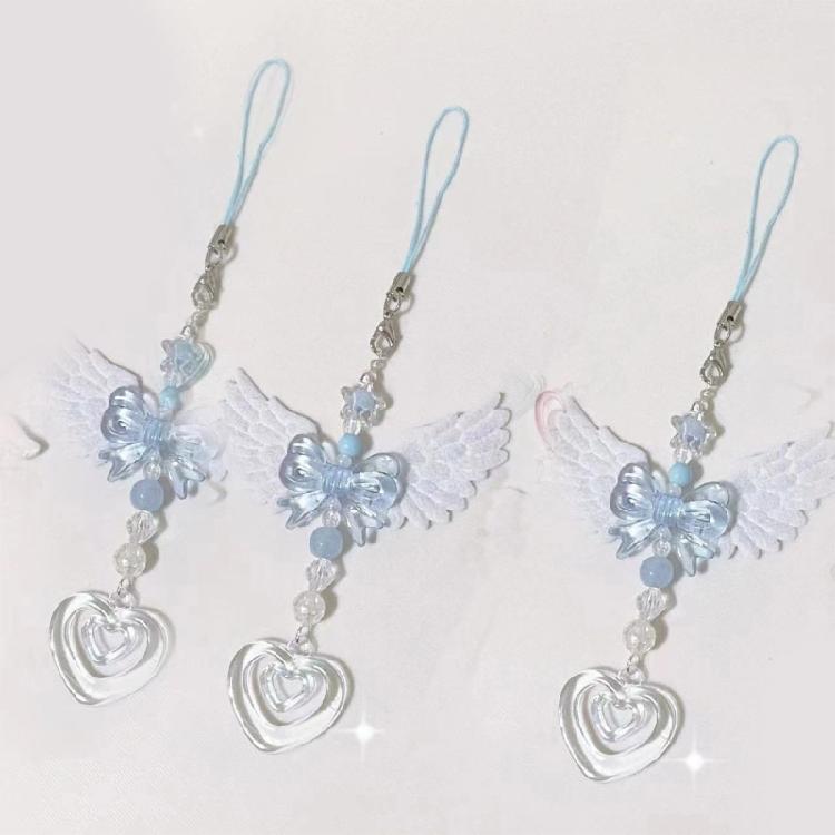 Delicate Blue Angel Wing Phone Pendant Backpack Phone Peripherals Decorations