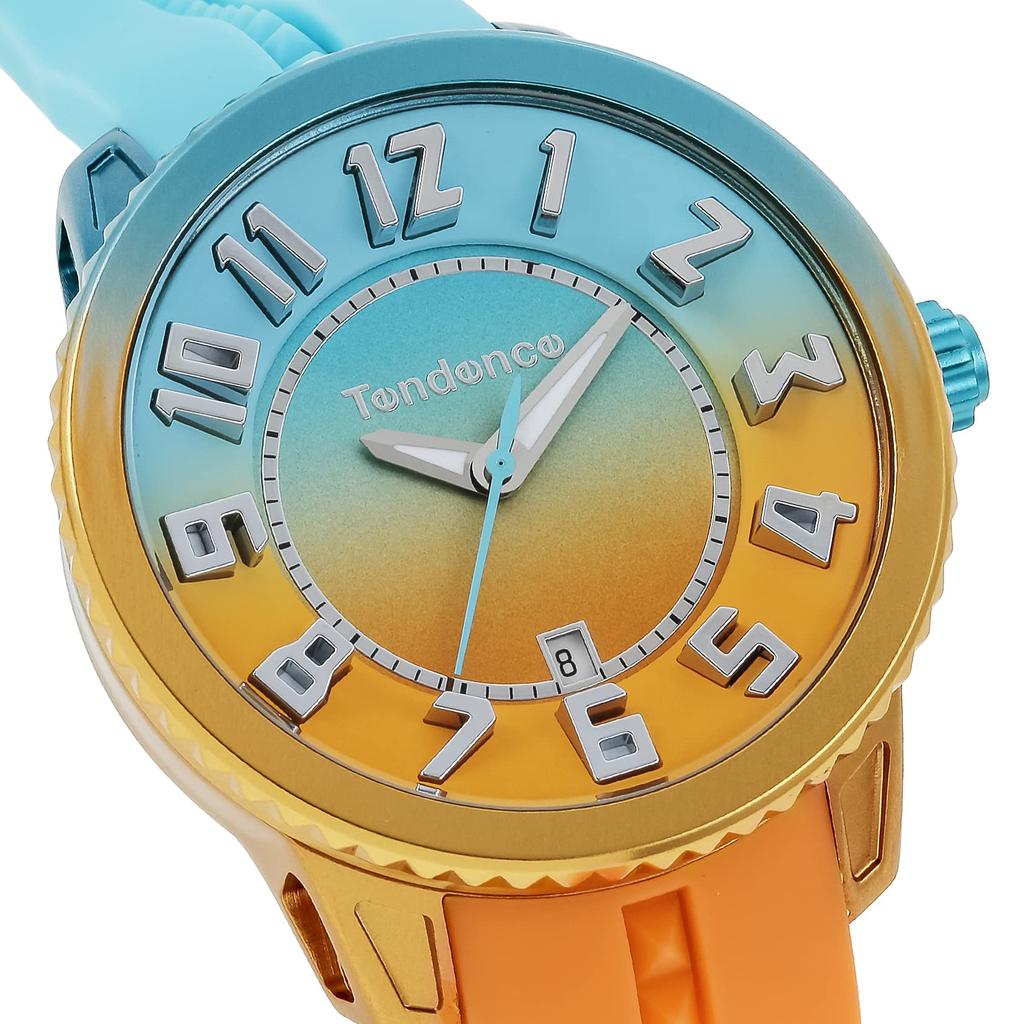 TENDENCE Gulliver De Color Medium Orange/Emerald Green Dial Aluminum Mineral Glass Quartz 42MM Watch TY933002 Women's Orange
