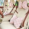 1pc Cute Bow Car Neck Pillow Cartoon Design  Plush Car Headrest Simple Cute Interior Accessories Creative Gift for Girls