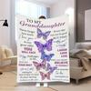 A Cozy Fleece Blanket Featuring a Butterfly Design Embodies The Everlasting Love And Care That Grandparents Have for Their Granddaughter. Th