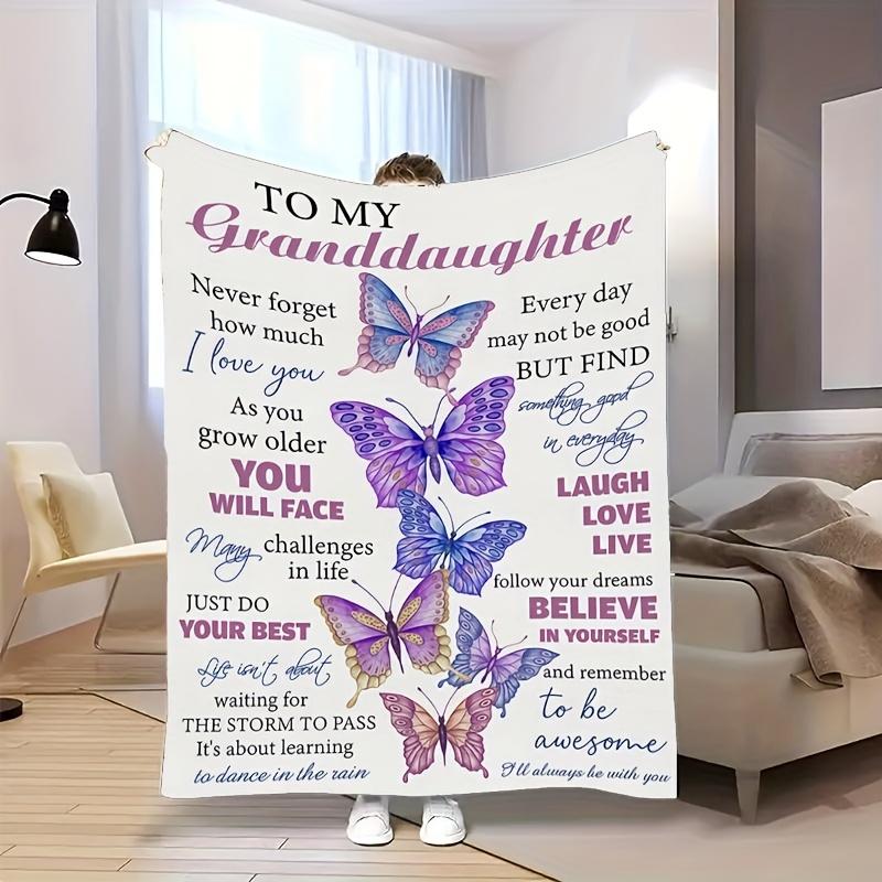 A Cozy Fleece Blanket Featuring a Butterfly Design Embodies The Everlasting Love And Care That Grandparents Have for Their Granddaughter. Th