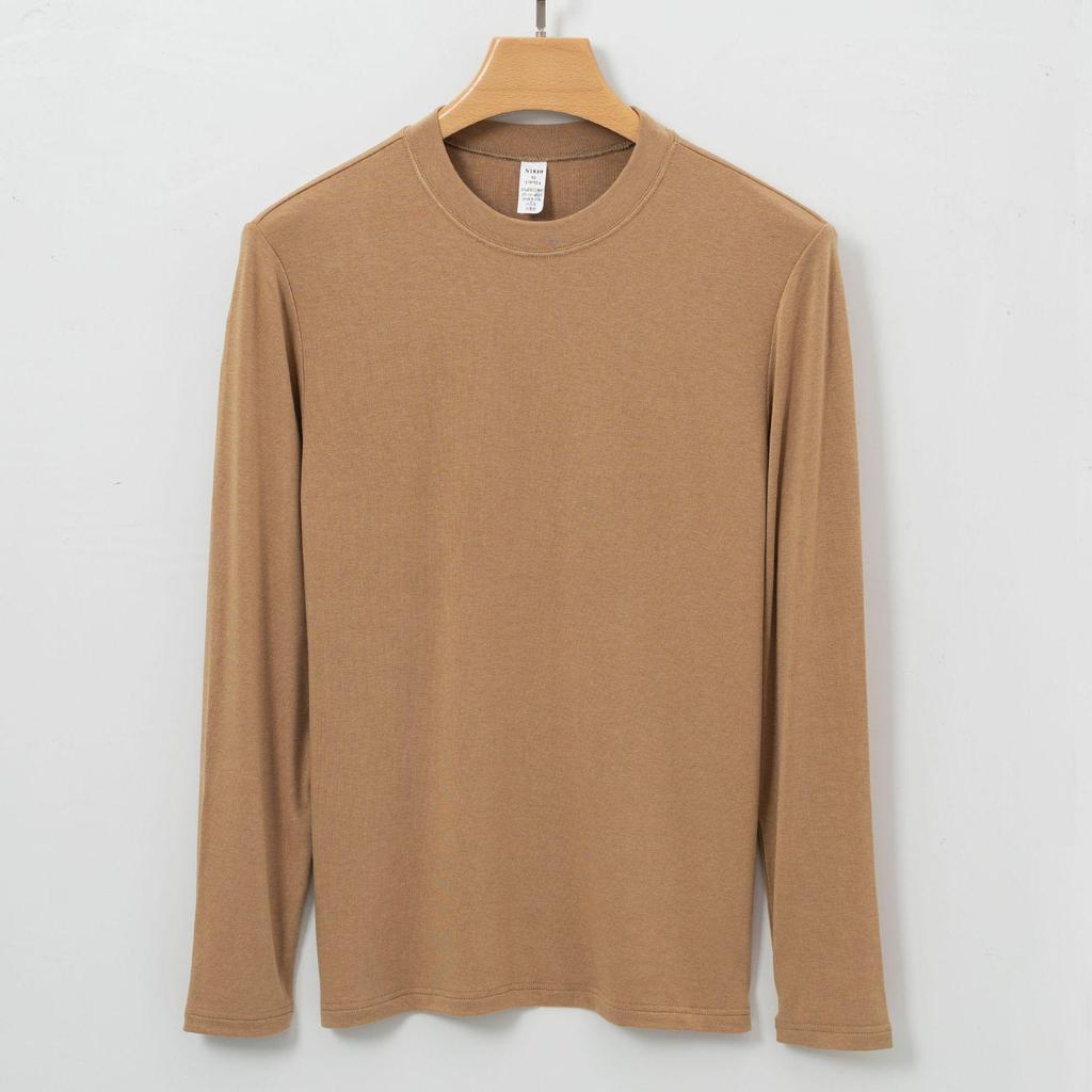 Herren High-End Thermoshirt mit Rundhalsausschnitt aus Wolle und Seide für Herbst und Winter