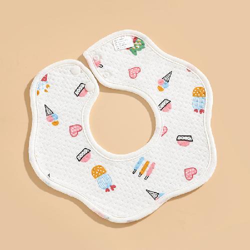 Ins Double-sided Cotton Waterproof Bib Crepe 360-degree Rotating Saliva Towel Children's Breathable Gauze Baby Bib