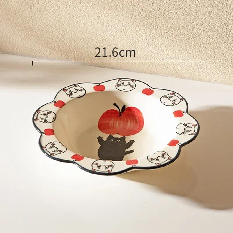 Cute Cartoon Ceramic Plate Creative Cat Fruits Salad Plates Exquisite Party Afternoon Tea Home Tableware Restaurant Ramen Bowls