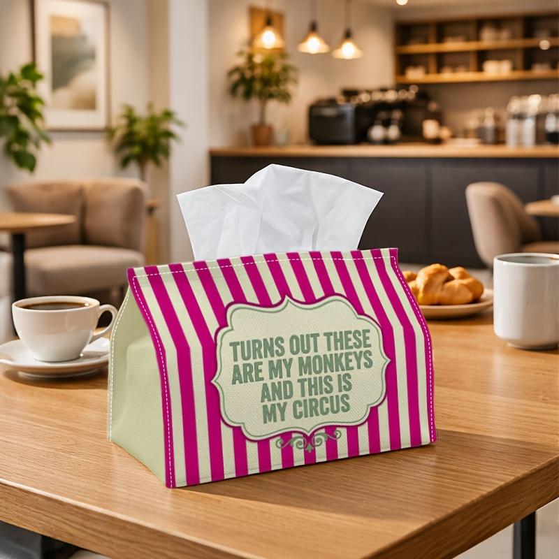 1pc Retro Carnival Tissue Holder - Box with Circus Quote And Stripes for Napkin Storage, Ideal for Rolls, Facial Tissues, Or Single Sheets; a Versatil