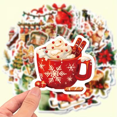 50pcs/set Christmas Vinyl Stickers Gift Packaging Stickers Laptops Water Bottles Helmets DIY Craft Stickers Christmas Decoration