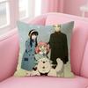 SSPY X FAMILY Anime Cushion Cover Natural Linen Pillow Case DoubleSided Print Decorative Sofa Pillowcase Home Decor Gift