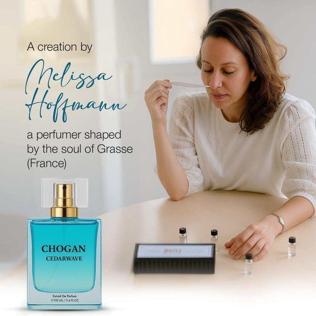 CHOGAN CEDARWAVE Extrait de Parfum – Crisp Sea Water, Mint & Lavender Opening with Neroli, Jasmine Heart & Deep Oakmoss-Cedarwood Base |