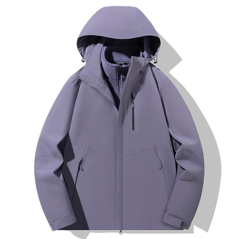 

Jacket Three-in-one Detachable Two-piece Set of Polar Fleece Lining Mountaineering Jacket Winter New Windproof Warm Jacket (as the picture-4680-)-6XL