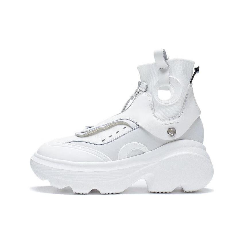

new LiNing Puff Durable Breathable High Top Sports Casual Shoes Women s White 37.5