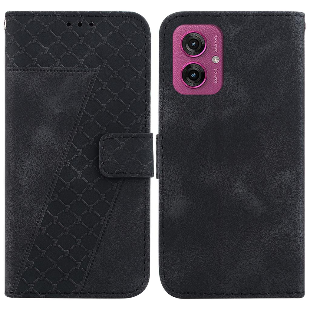 Dla Motorola Moto G55 5G Etui z podstawką Wzór 7-kształtny Imprint Skórzane etui na telefon