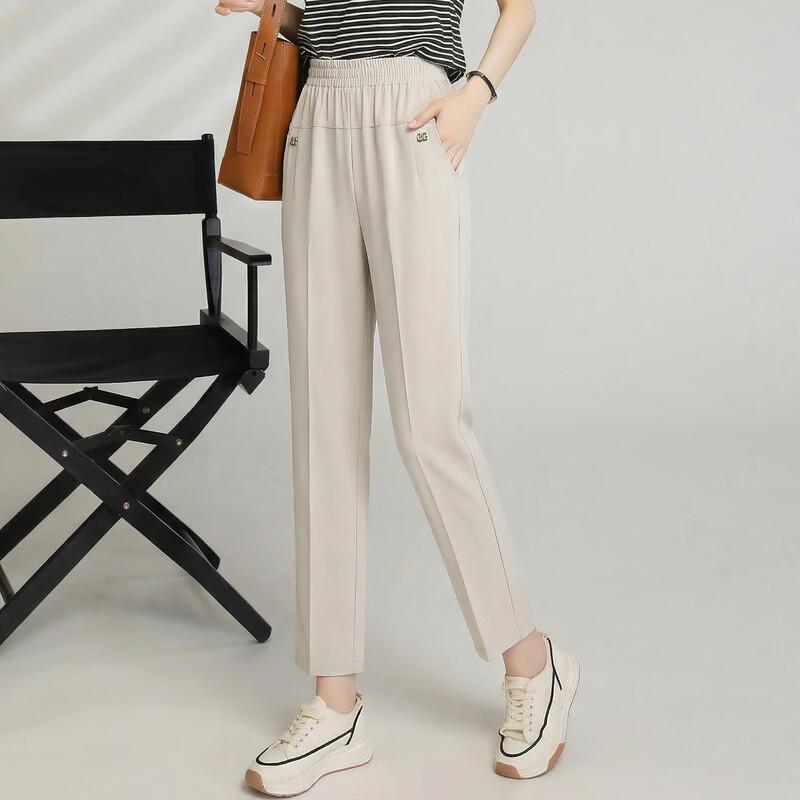 LangSha Women's Summer Loose Straight-Leg Cropped Pants