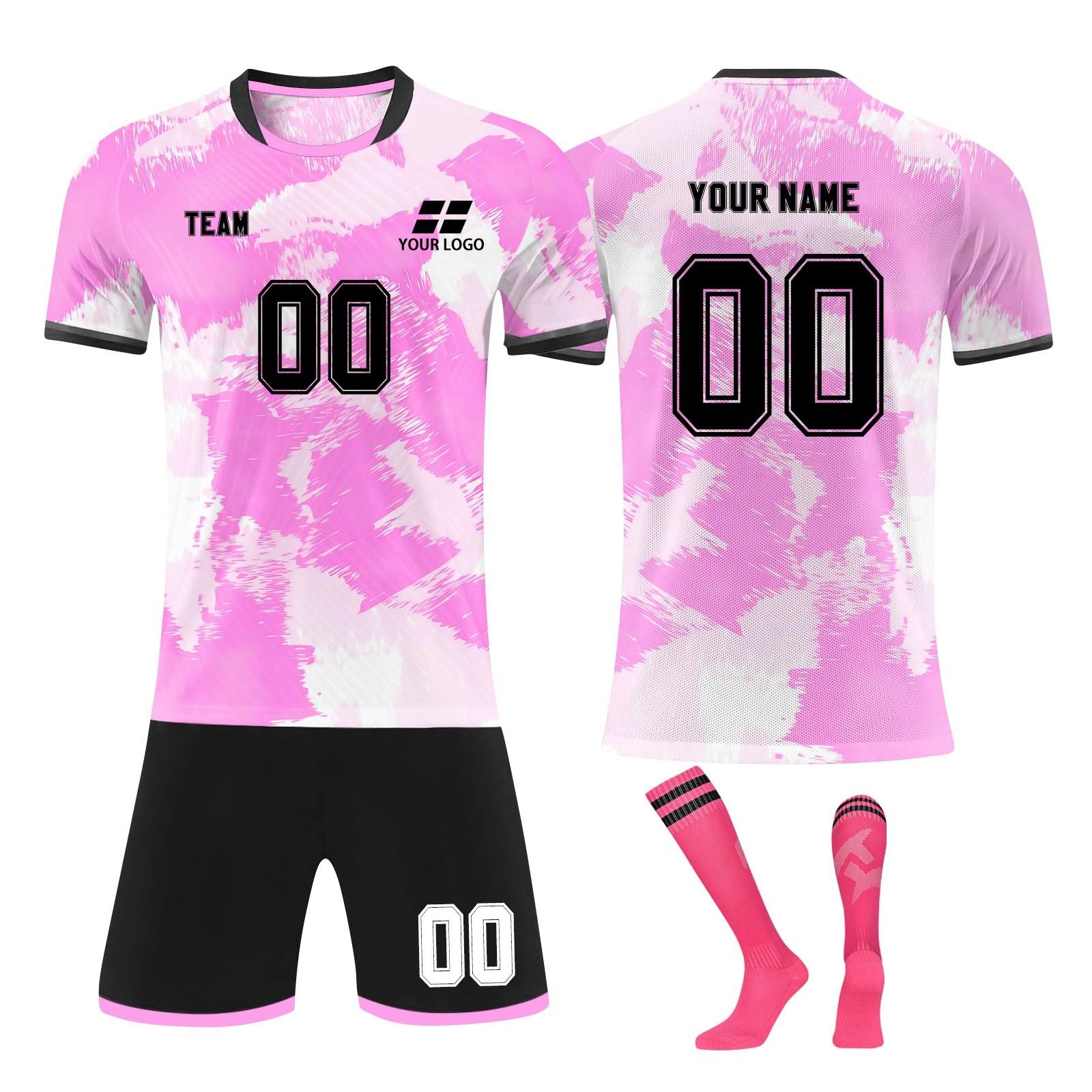 

Комплект персонализированных рубашек для мужчин и девочек с именем и номером, футбольные майки на заказ для мальчиков, тренировочный костюм S розовый