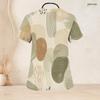 Top de uniforme de enfermera con estampado abstracto para mujer de talla grande, cuello en V, manga corta, con bolsillos delanteros