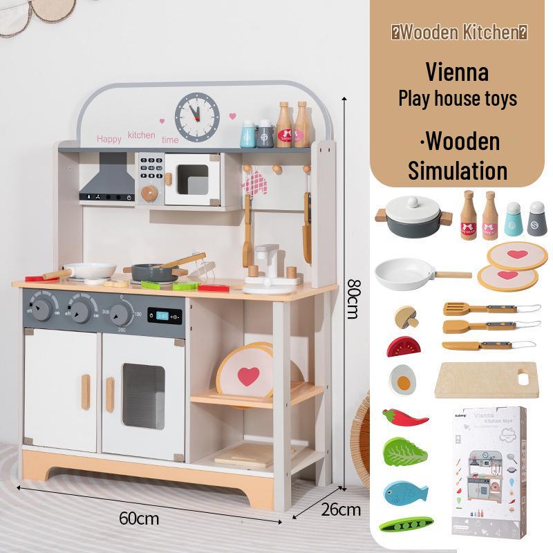 Wooden Pretend Play Kitchen Set: Fruit Cutting Toys for Kids' Birthday Gift