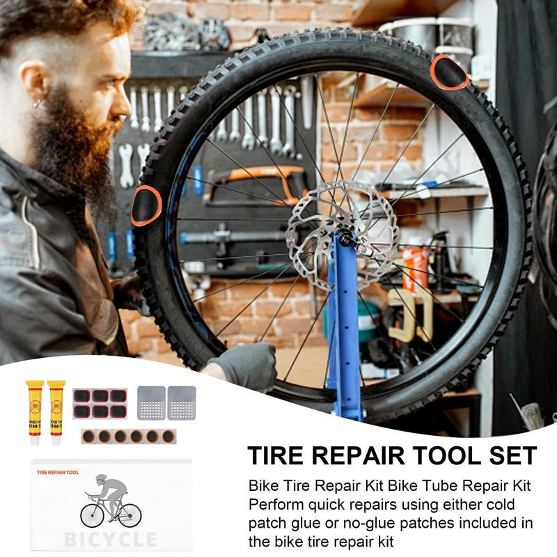 Bike Tire Repair Kit Bike Tire Patch Repair Kit Glueless Tyre Tool Set For Mountain Men Women Removal Changing Portable Road