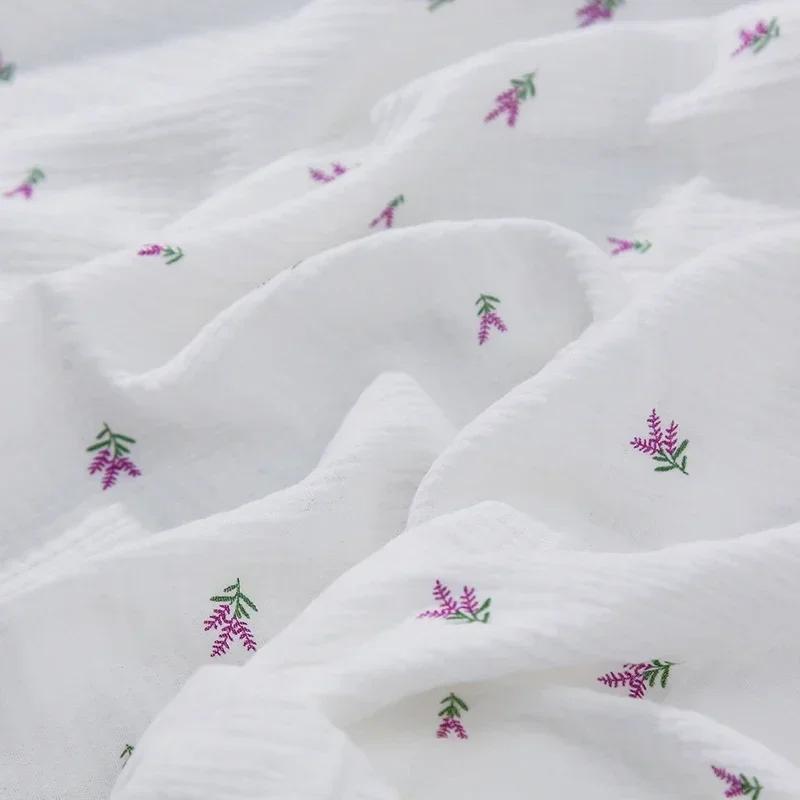 Breathable Pure Cotton Double-Layer Crepe Fabric For Bedding Home Wear Pajama Summer Dress DIY Clothing Cloth 135x50cm/500cm