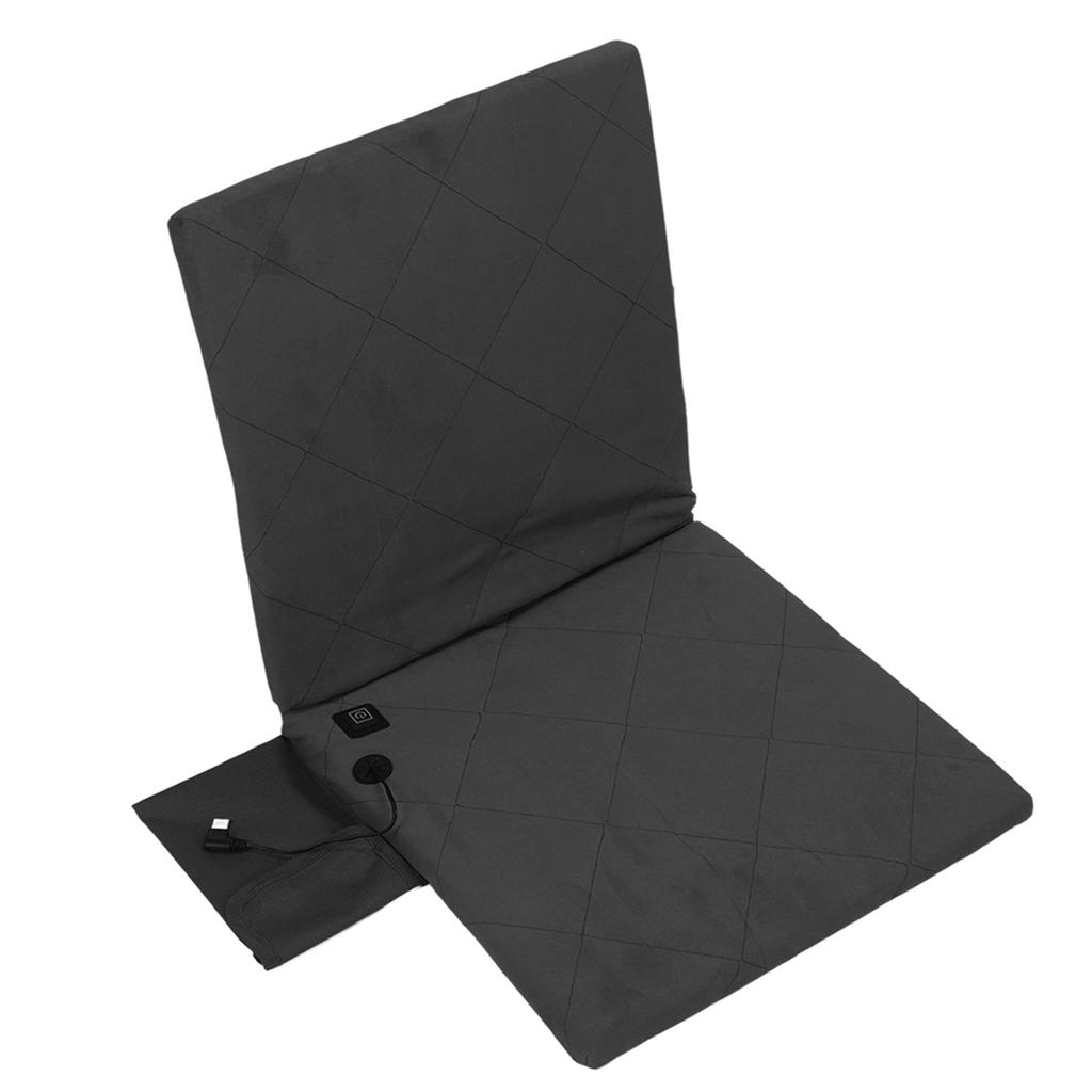 Outdoor Heated Cushion Portable Cold Resistant Electric Warm Chair Cover for Camping Fishing Hiking Black