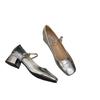 Sommer neue Modelle mit roten High Heels Abendschuhe Einzelne Schuhe Damenschuhe 2025 silberner Rock dicker Absatz Mary Jane
