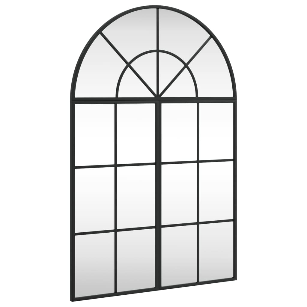 Wall Mirror Black 60x90 cm Curved Iron