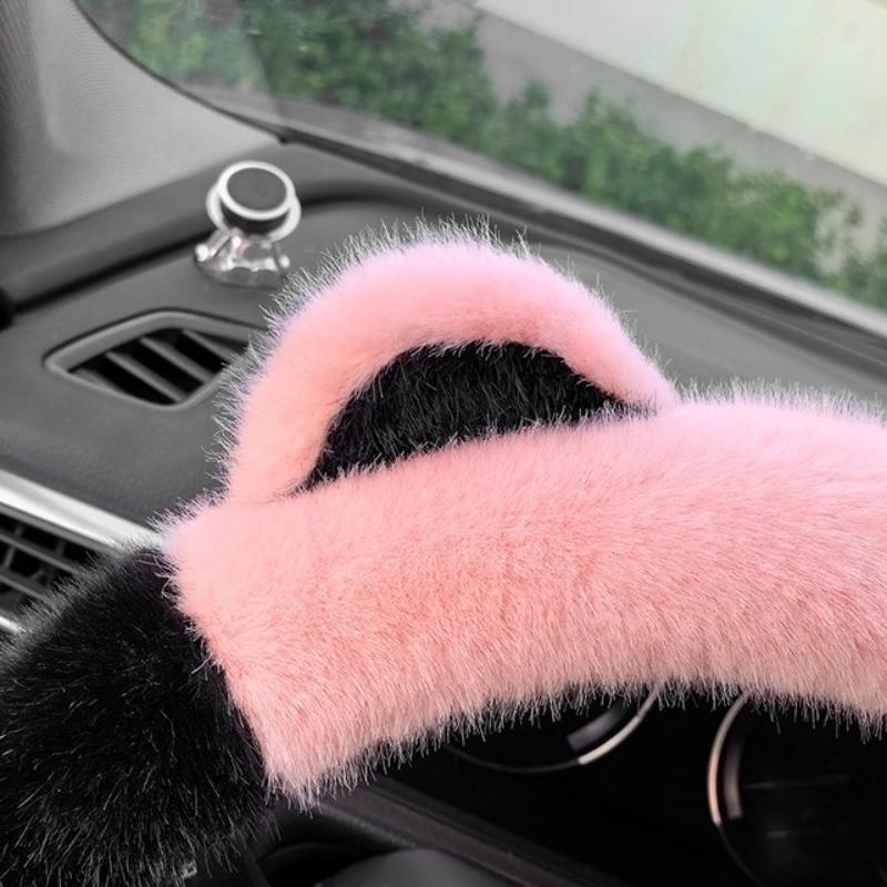 Winter Plush Thickened Cat's Ears Steering Wheel Cover Cute Cat-Ear Shaped Protective Car Steering Wheels & Accessories