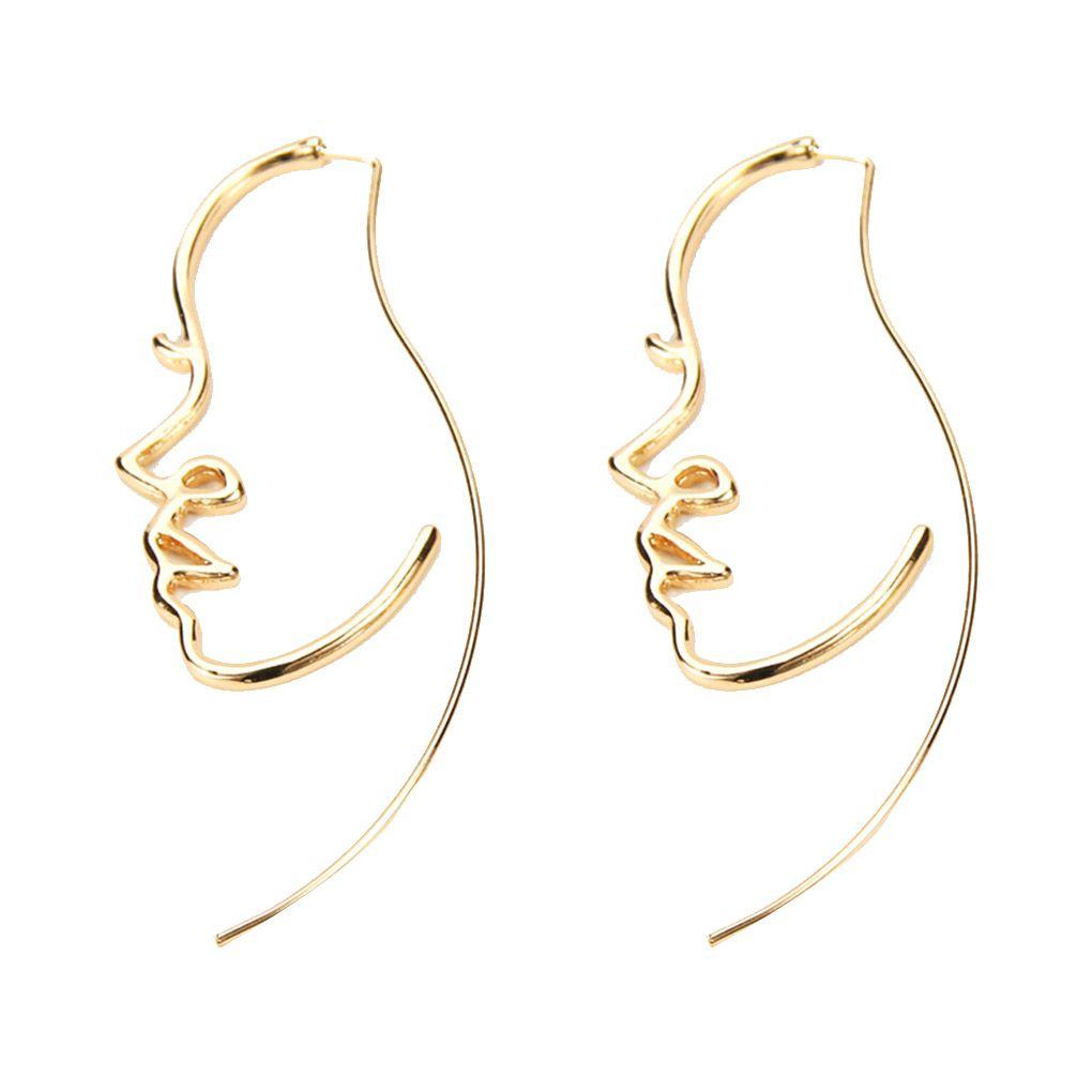 1 Pair Women Girls Abstract Face Earrings Wire Drop Dangle Personality Earrings Jewelry