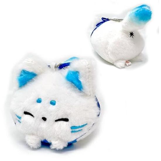 

Fluffy Rolling Fox Tail-Wagging Mascot Plush Toy, Cute Character Merchandise, Approx. 10cm (Hydrangea (Light Blue))