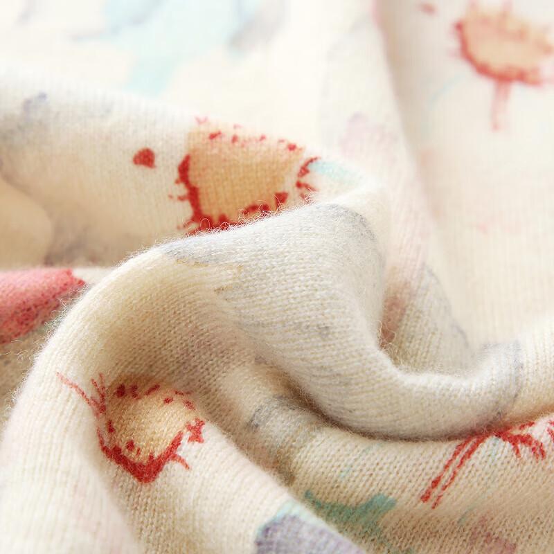 Komong Boca Women's Printed Round Neck Cashmere Sweater