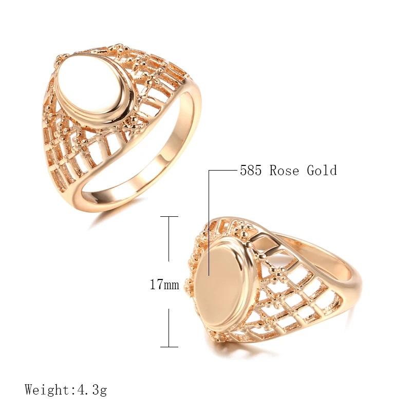 Classic Simple Weaving Glossy Big Rings For Women  Rose Gold Color Ethnic Bride Wedding Jewelry  New