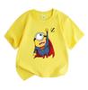 Kids Boys Girls 100% Cotton Crew Neck Short Sleeve T-Shirt, Funny Cute Flying Super Hero Minion Print Casual Comfortable Tee for Children Daily Outdoo