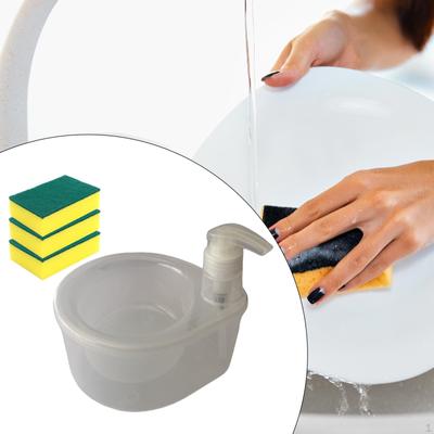 2 In 1 Liquid Soap Dispenser 3 Dishwashing Sponge Practical Hand Tool Dishwasher for