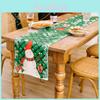 Festive Christmas Table Runner With Red Green Plaid Snowman Print For Holiday Decor