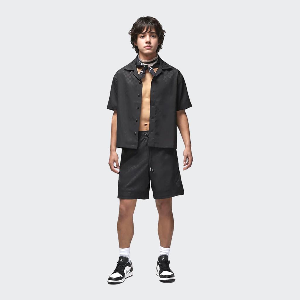 Jordan Solid Color Logo Button Polo Shirt Men Tops Black DX9682-010