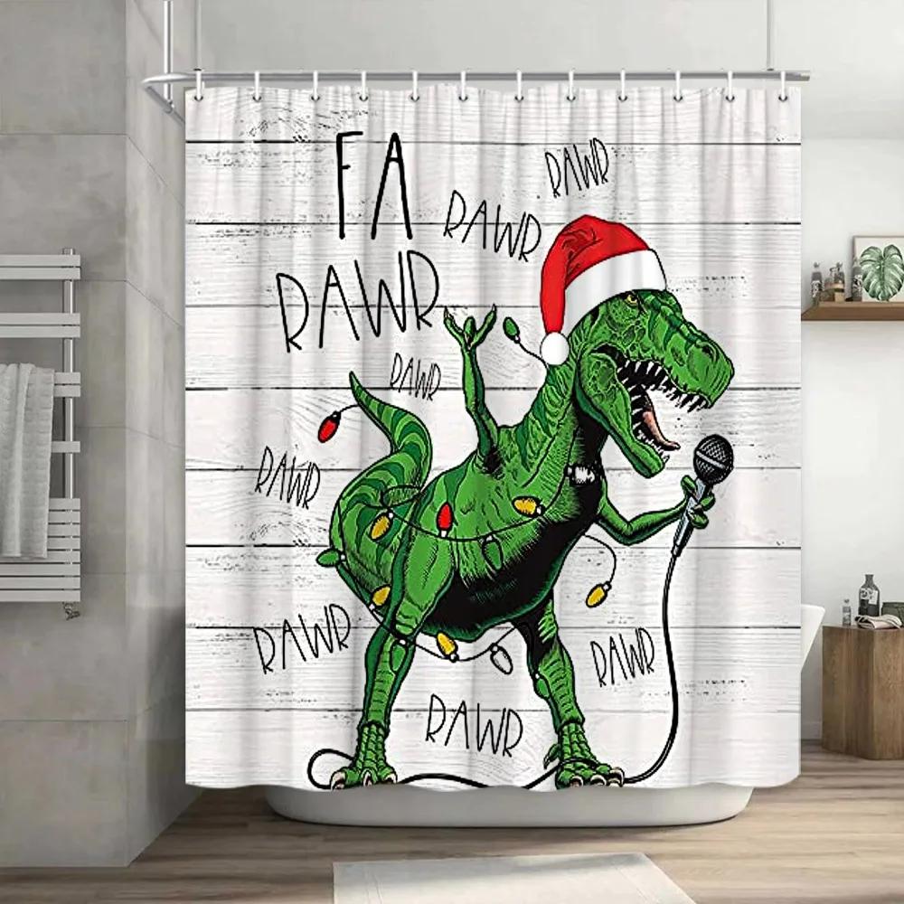 Funny Shower Curtain Brave Cat Cartoon Shower Curtain Waves Ocean Decor Fabric Shower Curtain Set with Hooks Bathroom Decoration