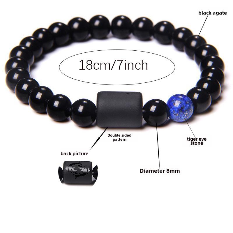 Zodiac Obsidian Bracelets: Elastic Beaded Design for Men and Women, Softly Wraps Around Fingers.